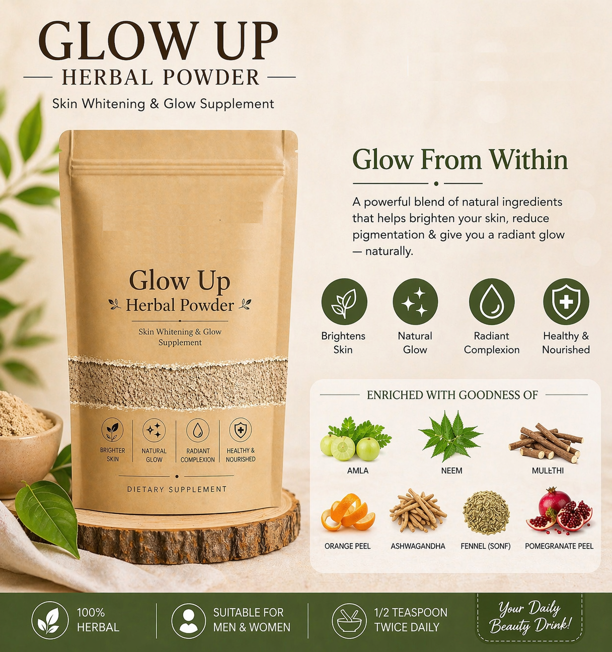 Bari  Eid Bari Sale - Glow up Herbal Powder - 50% off